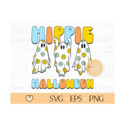 Hippie halloween svg, Smiley face and daisy svg, Groovy halloween svg, png files
