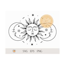 Sun and moon #2 svg, Celestial svg, Witchy svg, png files