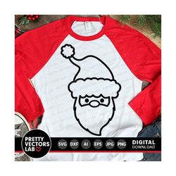 Santa Face Svg, Christmas Svg, Santa Outline Cut Files, Holidays Svg Dxf Eps Png, Kids Shirt Design, Baby Winter Clipart, Silhouette, Cricut