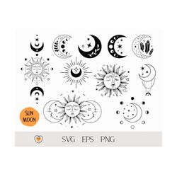 Sun and moon svg Bundle, Celestial svg, Witchy svg, png files