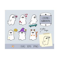 Cute ghosts svg, Halloween svg, Kawaii ghosts svg, png files