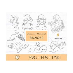 Baby loss memorial svg Bundle, Baby Angel svg, Angel Wings svg, Mom holding baby angel svg, png