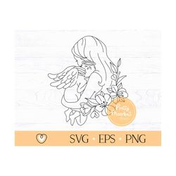 Baby loss memorial svg, Mom holding baby angel svg, png