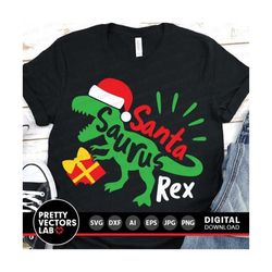 Christmas Dinosaur Svg, Santasaurus Rex Svg, Santa Dino Svg, Dxf, Eps, Png, Holiday T-Rex Cut Files, Funny Kids Shirt Svg, Silhouette Cricut