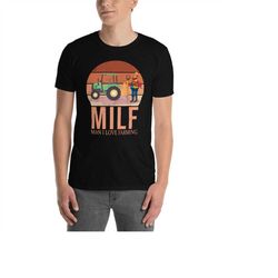 Milf Man I Love Farming, Funny Vintage Farmer, Tractor Lover  Short-Sleeve Unisex T-Shirt