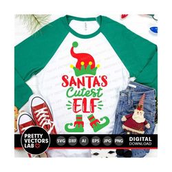 Santa's Cutest Elf Svg, Christmas Svg, Santa Cut Files, Cute Elf Svg Dxf Eps Png, Baby Clipart, Kids Shirt Design, Winter, Silhouette Cricut