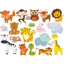 Animals Clipart, Cute Animals Clipart, Jungle Animals Clipart, Animals Clip Art, Animals png, Safari Clipart, Instant Do