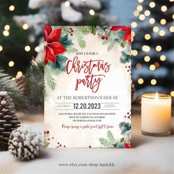 Editable Christmas party invitation Template Adult Company Office Christmas party invite Holiday party Printable Digital