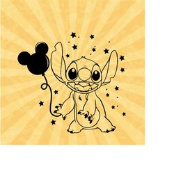 Stitch With Mickey Balloon Svg, Mickey ears svg