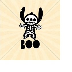 Boo Stitch  Svg, Halloween svg, Skeleton Svg
