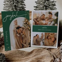 Editable Modern Minimalist Photo Holiday Card Template Printable Simple Christmas Card Editable Family Picture Printable