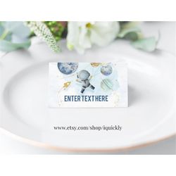 Editable Food Labels Outer Space Birthday Galaxy Food Labels Place Card Tent Card Escort Card Astronaut Around the Sun T