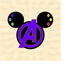 Avengers logo  svg, Mouse head svg, thanos svg, mouse ears svg, Vinyl Cut File, Svg, Pdf, Jpg, Png, Ai Printable Design