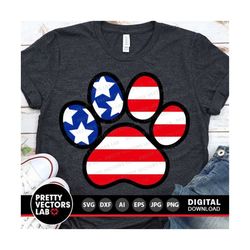 Paw Print American Flag Svg, 4th of July Cut Files, USA Paw Svg, Dxf, Eps, Png, Dog Mom Svg, Dog Dad Svg, Sublimation Png, Silhouette Cricut