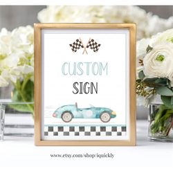 TWO fast Birthday Custom sign Racecar party sign Decorations Racing car vintage Table sign Instant download Templates Pr