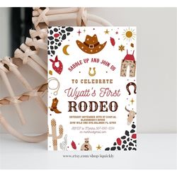 Editable Cowboy Birthday Invitation Wild West Cowboy 1st Rodeo Birthday Party Southwestern Ranch Template Printable Inst