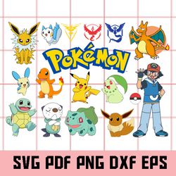 Pokemon Svg,Bundle, Pokemon Svg, Pokemon Png, Pokemon Eps, Pokemon Clipart, Pokemon Dxf, Pikachu Svg, Pikachu Clipart