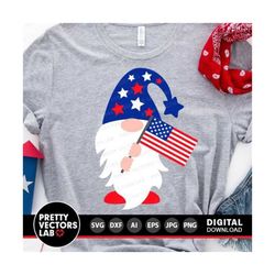 Patriotic Gnome Svg, 4th of July Cut Files, American Gnome with Flag Svg, USA Svg Dxf Eps Png, Kids, Woman Shirt Design, Cricut, Silhouette