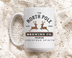 north pole brewing company vintage style christmas coffee mug, kids hot cocoa christmas gift mug, secret santa gift