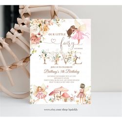 Editable Fairy Birthday Invitation Wildflower Garden Fairy Floral Birthday Invite Butterfly Magical Printable Template I