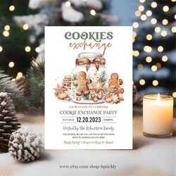 Editable Christmas cookie exchange invitation Holiday cookie exchange party Digital Cookie swap Christmas Party printabl