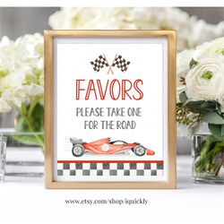 Race Car Birthday Party Favor Sign Take One For The Road Race Car Table Sign Two Fast 2 Car 2nd Birthday Party Instant D