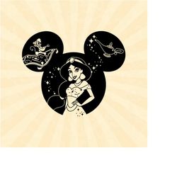 Princess Jasmine Svg, Disneyland Svg, Aladdin Svg, Vinyl Cut File, Svg, Pdf, Jpg, Png, Ai Printable Design File