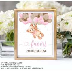 Teddy Bear Baby Shower Favors Sign, 8x10 Baby Shower Favors Sign, Bear Baby Shower Sign Printable Digital Instant Downlo
