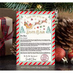Editable Personalized Letter from Santa Claus From The Desk of Santa Christmas Eve North Pole Mail Instant Download Prin