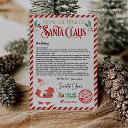 Editable Personalized Letter from Santa Claus From The Desk of Santa Christmas Eve North Pole Mail Instant Download Prin