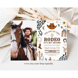 Editable My Second Rodeo Invitation Cowboy Birthday Invite Wild West invitation Ranch Southwestern Template Printable In