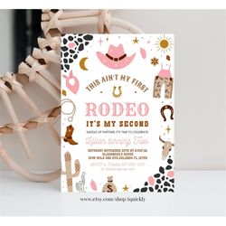 Editable My Second Rodeo Invitation Cowgirl Birthday Invite Wild West Cowgirl 2nd Rodeo Southwestern Ranch Template Inst