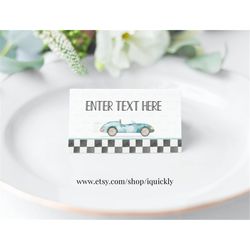 EDITABLE Two fast Food tags Racecar Party Buffet label Racing car Tent card Labels Place Cards Table Boy Printable Insta