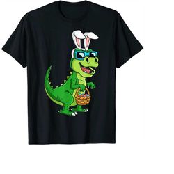 T Rex Easter Bunny With Eggs Basket Funny Dinosaur Boys Kids PNG
