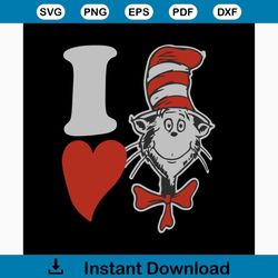 I Love Cat Svg, Dr Seuss Svg, The Cat In The Hat Svg, Dr. Seuss Svg, Love Svg, Heart Svg, Thing One Svg, Thing Two Svg,