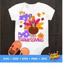 My 1st Thanksgiving Svg, My First Thanksgiving SVG, Girl Turkey svg, Girls Thanksgiving Svg, Cutting files for Cricut, Digital Download