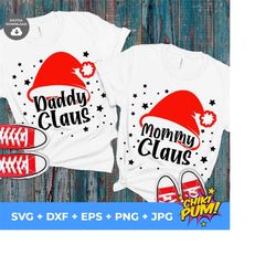 Mommy Claus Svg, Daddy Claus Svg, Mom Christmas Svg, Christmas Svg, Santa Claus Hat, Pregnancy reveal svg, File for Cricut, Png, Dxf