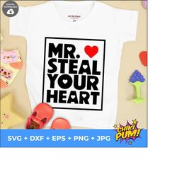 Mr Steal Your Heart Svg, Valentine's Day Svg, Valentine Boy Svg, Valentine Kid Svg Cut File For Cricut, Instant Download