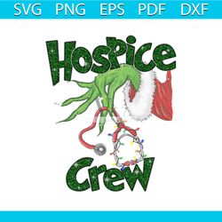 Retro Christmas Hospice Crew Grinch Hand PNG Download