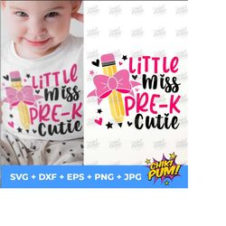 Little Miss Pre-K Cutie Svg, Back To School Svg, Pre-K Shirt Design, Preschool svg, First Day of School Cut Files
