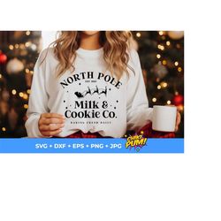 North Pole Milk and Cookie Co Svg, Merry Christmas Svg, Funny Christmas, Holiday Svg, Christmas Shirt, Svg for Cricut, Png, Dxf, Eps, Jpg