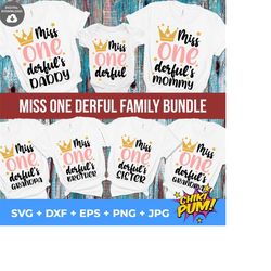 miss one derful svg, miss onederful family bundle, birthday girl svg, 1st birthday svg, family birthday svg, first birthday, baby birthday