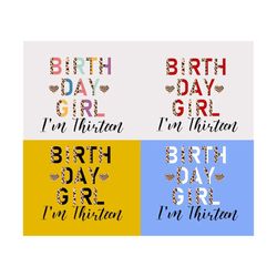 Thirteen Birthday Girl Png, Birthday Leopard Png, Kids Birthday, 13th Birthday Png, Birthday T-shirt Png, Girl Birthday,