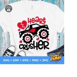 Heart Crusher svg, Valentines Day svg, Valentine Monster Truck svg