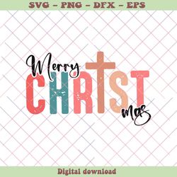 Retro Merry Christmas Christian SVG Cutting Digital File