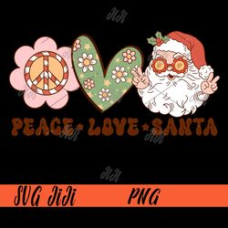 Peace love Santa PNG, Retro Santa Claus PNG