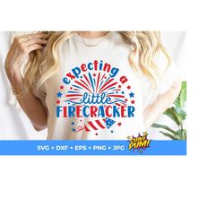 Expecting a little firecracker svg, Pregnancy shirt Expecting svg, Merica shirt Fourth of July, Maternity svg 4th of july, Instant Download