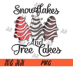 Snowflakes and Tree Cakes PNG, Black With Pink Christmas PNG, Christmas Tree Cake PNG
