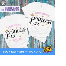 Birthday Princess SVG, Birthday Princess Squad SVG, Birthday Girl Svg, Princess Svg, Cricut Cut Files, Silhouette Designs