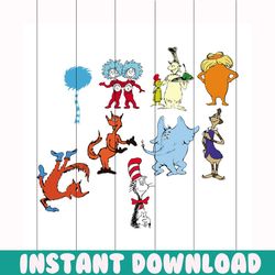 dr seuss characters bundle svg, dr seuss svg, trending svg, horton elephant svg, thing one thing two svg, the lorax svg,